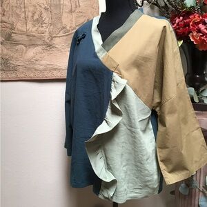 Colorblock Women’s Linen Top